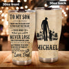 Camellia Personalized Trucker Vintage To My Son Loving Letters Stainless Steel Tumbler - Double-Walled Insulation Thermal Cup With Lid Dad Gift For Son Boys Birthday