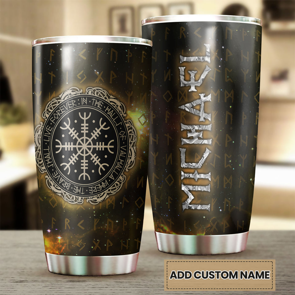 Camellia Personalized Viking Warrior Forever In The Hall Of Valhalla Stainless Steel Tumbler - Double-Walled Insulation Thermal Cup With Lid Gift For Viking Lover
