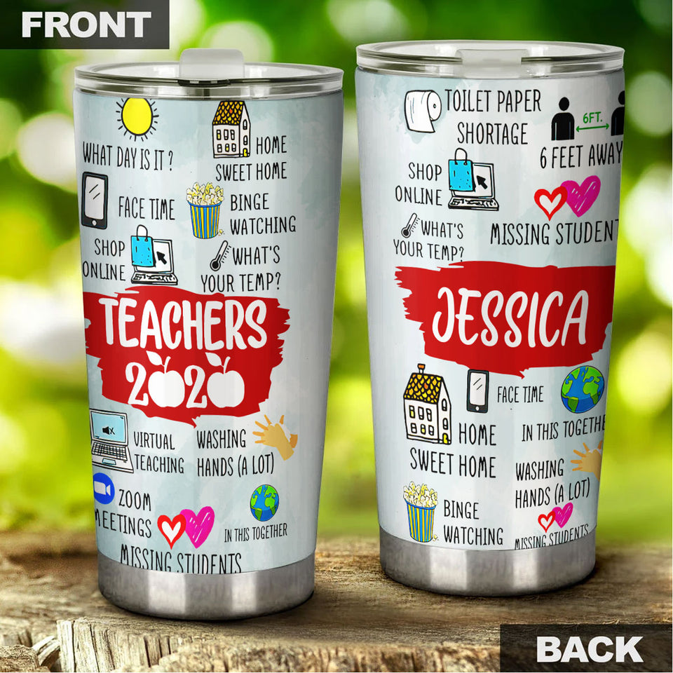 Camellia Personalized 3D Teachers Of 2020 Stainless Steel Tumbler - Customized Double-Walled Insulation Back To School Therma Cup With Lid