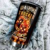 Camellia Personalized Fire Skull Warning This Trucker Does Not Play Well Stainless Steel Tumbler - Double-Walled Insulation Travel Thermal Cup With Lid Gift For Trucker Men