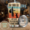 Camellia Personalized 3D Vintage Woman Pets Cats Play Guitar And Know Things Stainless Steel Tumbler - Customized Double-Walled Insulation Therma Cup With Lid Gift For Guitarist