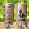 Camellia Personalized Trucker Vintage To My Son Loving Letters Stainless Steel Tumbler - Double-Walled Insulation Thermal Cup With Lid Dad Gift For Son Boys Birthday