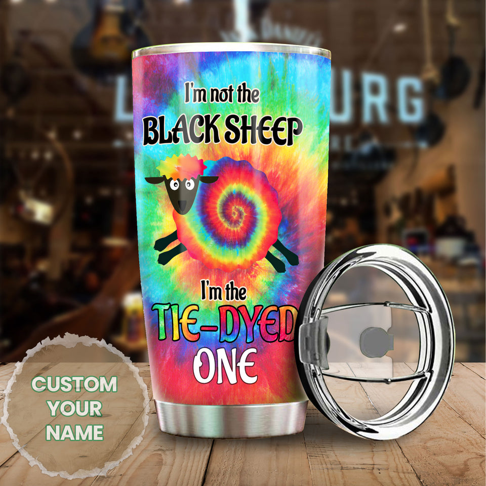 Camellia Personalized Hippie Black Sheep I'm The Tye-dyed One Stainless Steel Tumbler - Double-Walled Insulation Travel Thermal Cup With Lid For Hipster