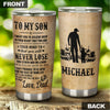 Camellia Personalized Trucker Vintage To My Son Loving Letters Stainless Steel Tumbler - Double-Walled Insulation Thermal Cup With Lid Dad Gift For Son Boys Birthday