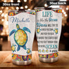 Camellia Personalized Turtle Life Is Like The Ocean Motivational Quote Stainless Steel Tumbler - Double-Walled Insulation Travel Thermal Cup With Lid