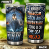 Camellia Personalized United States Navy Adventure On The Sea Stainless Steel Tumbler - Customized Double-Walled Insulation Travel Thermal Cup With Lid Gift For Soldier Veteran