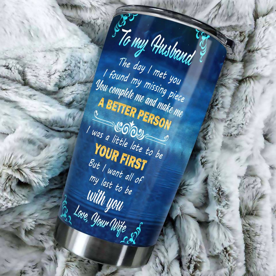 Camellia Personalized Wolves To My Husband Loving Letter Stainless Steel Tumbler - Double-Walled Insulation Thermal Cup With Lid Valentines Day Gift For Couple Husband Boyfriend