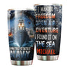 Camellia Personalized United States Navy Adventure On The Sea Stainless Steel Tumbler - Customized Double-Walled Insulation Travel Thermal Cup With Lid Gift For Soldier Veteran