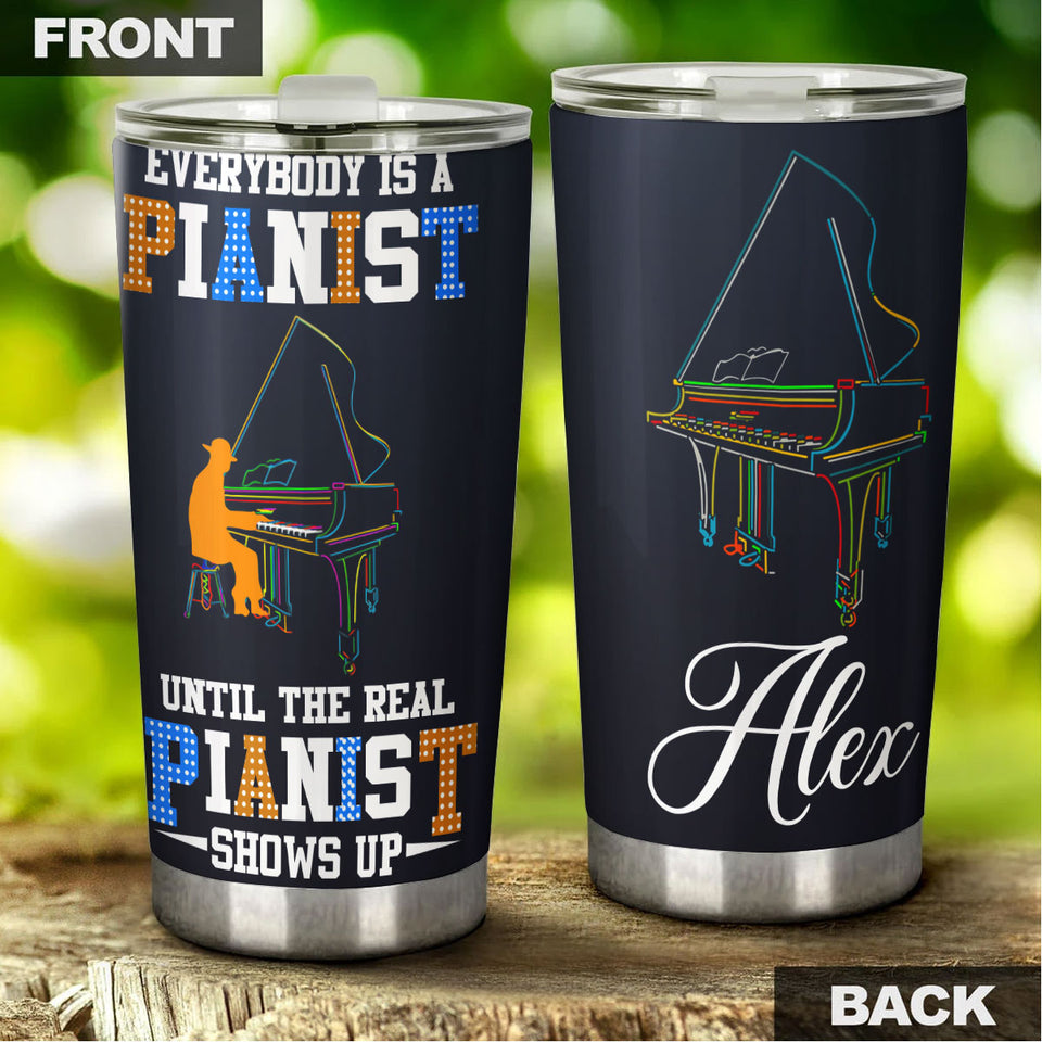 Camellia Personalized Everybody Is A Pianist Until Colorful Retro Stainless Steel Tumbler - Double-Walled Insulation Thermal Cup With Lid Gift For Pianist Musician