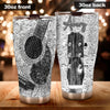 Camellia Personalized Guitar Silver Vintage Graphics Stainless Steel Tumbler - Double-Walled Insulation Thermal Cup With Lid Gift For Guitarist Bass Player