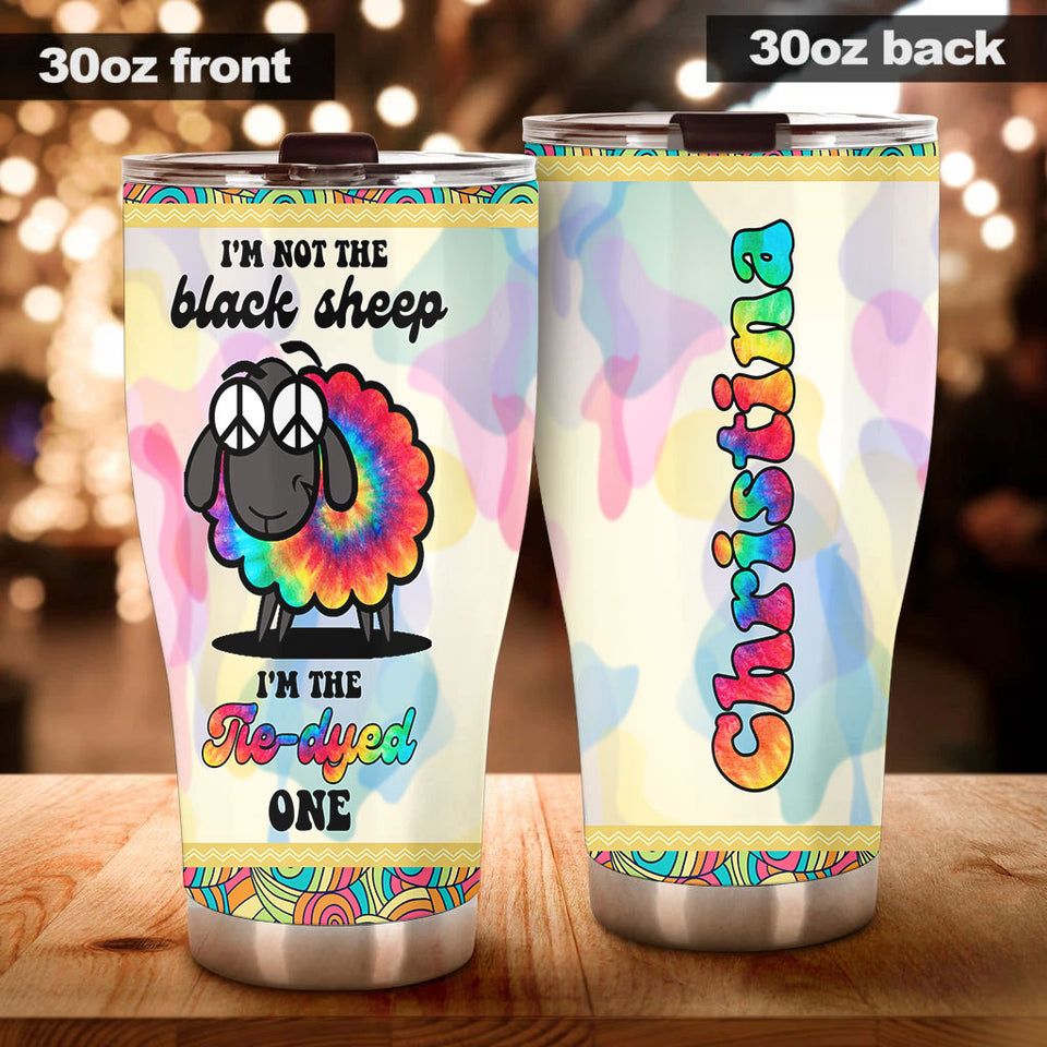 Camellia Personalized Black Sheep I'm The Tye-dyed One Stainless Steel Tumbler - Double-Walled Insulation Travel Thermal Cup With Lid For Hippie Hipster