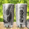 Camellia Personalized Guitar Silver Vintage Graphics Stainless Steel Tumbler - Double-Walled Insulation Thermal Cup With Lid Gift For Guitarist Bass Player