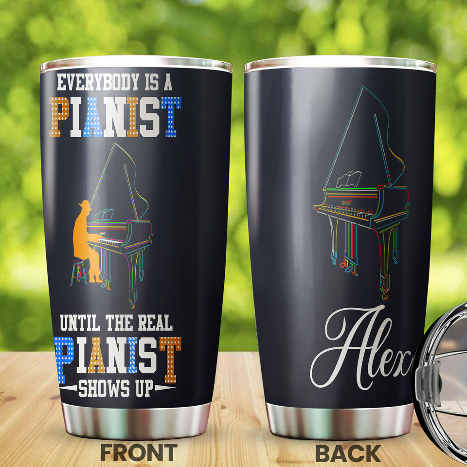 Camellia Personalized Everybody Is A Pianist Until Colorful Retro Stainless Steel Tumbler - Double-Walled Insulation Thermal Cup With Lid Gift For Pianist Musician