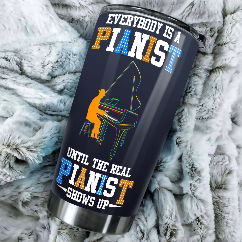 Camellia Personalized Everybody Is A Pianist Until Colorful Retro Stainless Steel Tumbler - Double-Walled Insulation Thermal Cup With Lid Gift For Pianist Musician