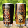 Camellia Personalized Fire Skull Warning This Trucker Does Not Play Well Stainless Steel Tumbler - Double-Walled Insulation Travel Thermal Cup With Lid Gift For Trucker Men