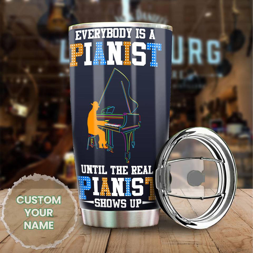 Camellia Personalized Everybody Is A Pianist Until Colorful Retro Stainless Steel Tumbler - Double-Walled Insulation Thermal Cup With Lid Gift For Pianist Musician