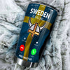 Camellia Personalized Sweden Calling I Must Go Viking Stainless Steel Tumbler - Double-Walled Insulation Travel Thermal Cup With Lid Gift For Viking Lover Traveller