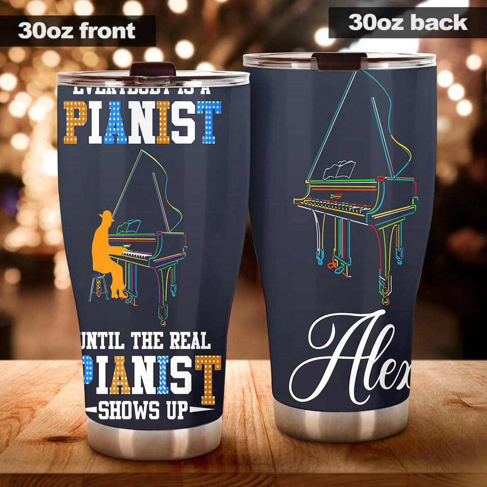 Camellia Personalized Everybody Is A Pianist Until Colorful Retro Stainless Steel Tumbler - Double-Walled Insulation Thermal Cup With Lid Gift For Pianist Musician