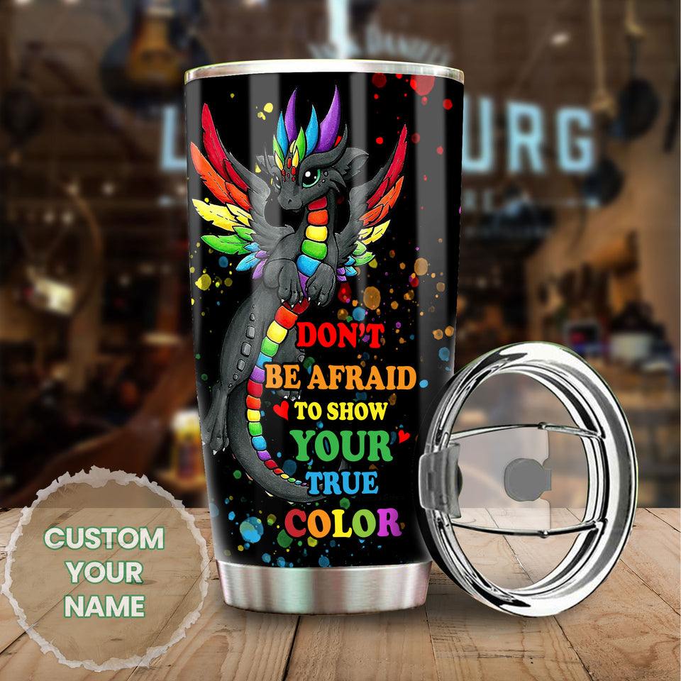 Personalized Rainbow Dragon LGBT Show Your True Color Stainless - General Tumbler view #6