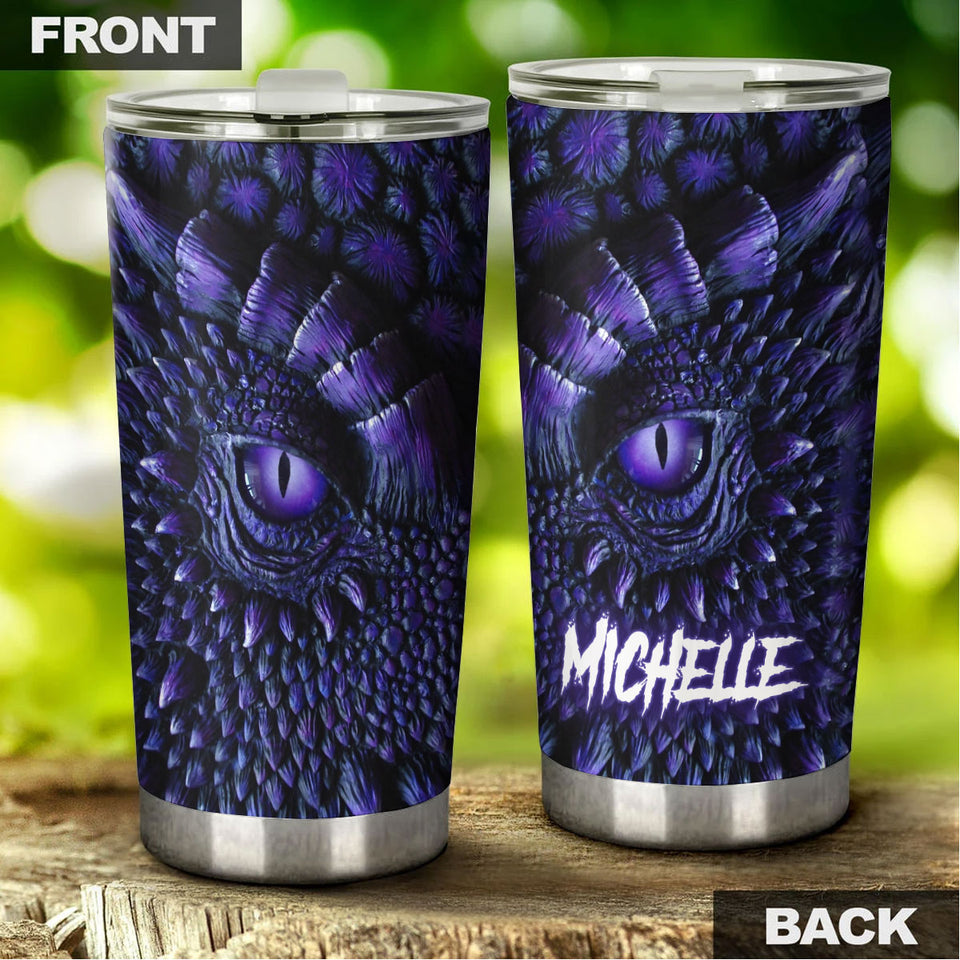 Camellia Personalized Metal Viking Warrior Dragon Graphic Stainless Steel Tumbler - Double-Walled Insulation Thermal Cup With Lid Gift For Viking Lover