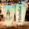 Camellia Personalized Zen Meditation Namaste Girls Stainless Steel Tumbler - Double-Walled Insulation Thermal Cup With Lid Gift For Daughter Wife