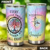 Camellia Personalized Hippie Every Little Thing Gonna Be Alright Stainless Steel Tumbler - Double-Walled Insulation Thermal Cup With Lid Gift For Hipster Peace Lover