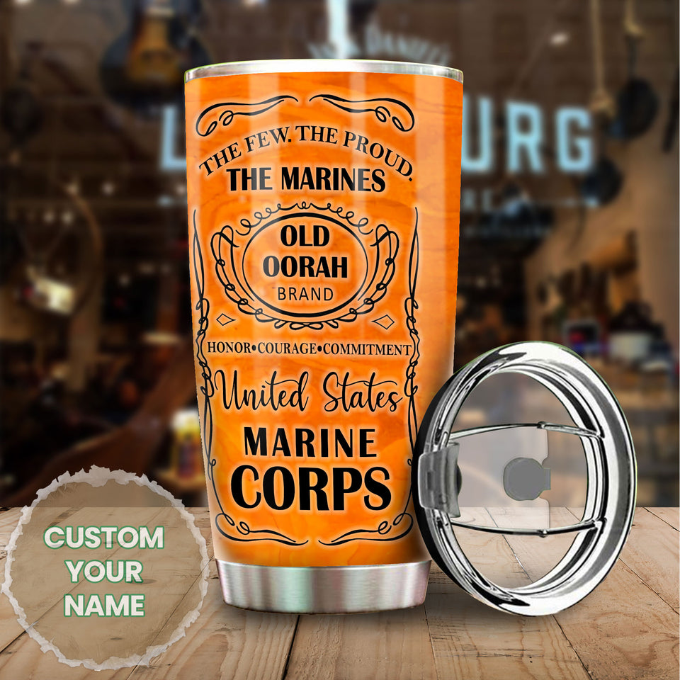 Camellia Personalized United States Marine Corps Eagle Stainless Steel Tumbler - Double-Walled Insulation Travel Thermal Cup With Lid Gift For Soldier Veteran