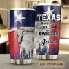 Camellia Personalized Bull Skull Texas Blend Of Valor And Swagger Stainless Steel Tumbler - Double-Walled Insulation Travel Thermal Cup With Lid Gift For Texas Cowboy American