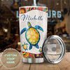 Camellia Personalized Turtle Life Is Like The Ocean Motivational Quote Stainless Steel Tumbler - Double-Walled Insulation Travel Thermal Cup With Lid