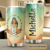 Camellia Personalized Zen Meditation Namaste Girls Stainless Steel Tumbler - Double-Walled Insulation Thermal Cup With Lid Gift For Daughter Wife