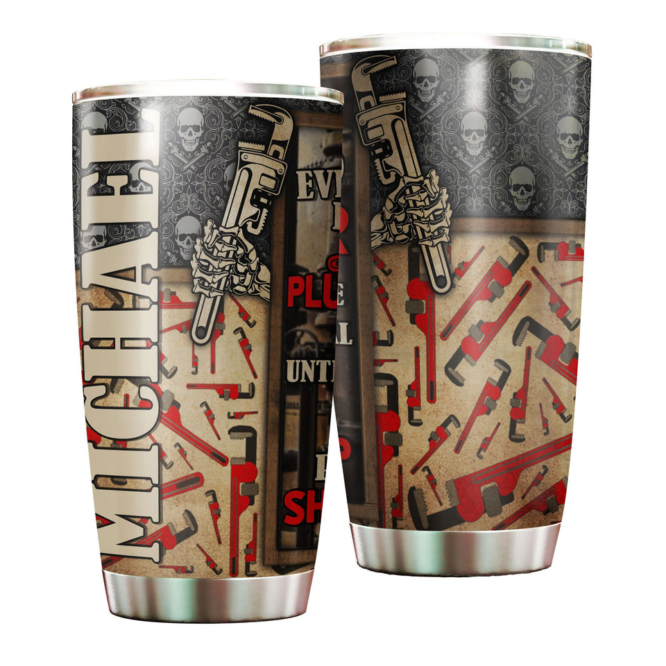 Camellia Personalized Everybody Is Plumber Until Skeleton Stainless Steel Tumbler - Double-Walled Insulation Thermal Cup With Lid