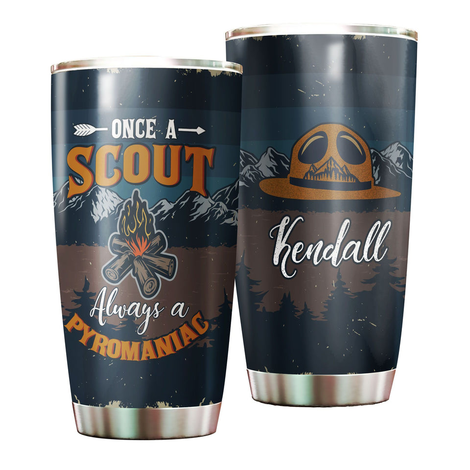 Personalized Once a Scout Always Pyromaniac Campfire Stainless - General insulated stainless steel tumbler drinkware preview