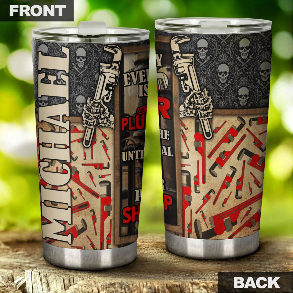 Camellia Personalized Everybody Is Plumber Until Skeleton Stainless Steel Tumbler - Double-Walled Insulation Thermal Cup With Lid