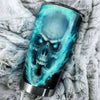 Camellia Personalized Blue Fire Skull Graphics Stainless Steel Tumbler - Double-Walled Insulation Travel Thermal Cup With Lid Gift For Biker Men Trucker Skull Lover