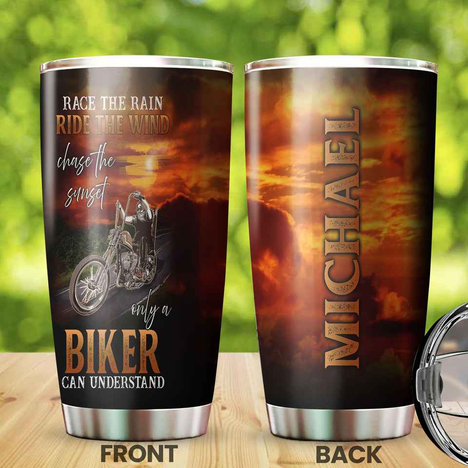 Camellia Personalized Race Rain Ride Wind Biker Can Understand Motorcycling Stainless Steel Tumbler - Double-Walled Insulation Thermal Cup With Lid Gift For Biker Men