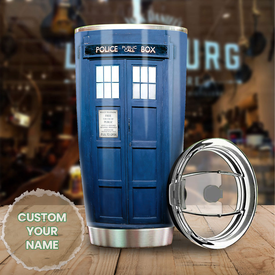 Personalized American Police Public Call Box Vintage Blue - General Tumbler view #6