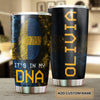 Camellia Personalized It's In My DNA Sweden Fingerprint Stainless Steel Tumbler - Double-Walled Insulation Travel Thermal Cup With Lid Gift For Viking Lover Swedish