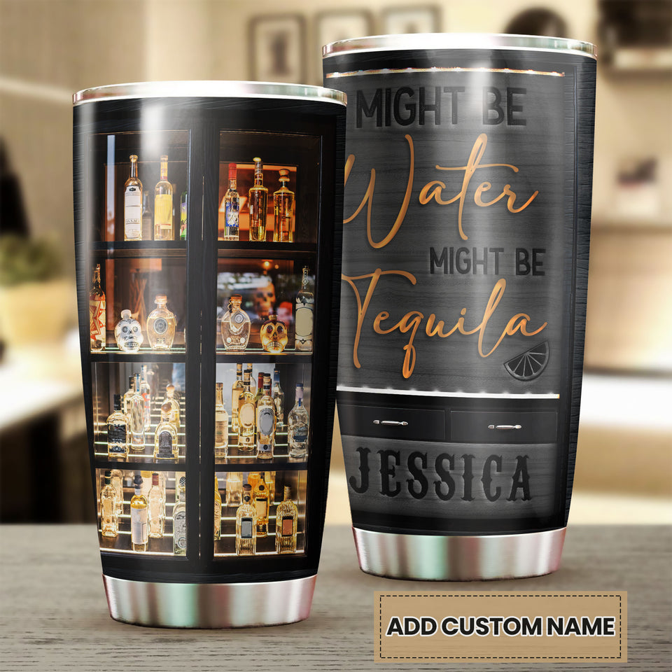Camellia Personalized Might Be Water Might Be Tequila Wine Bar Stainless Steel Tumbler - Double-Walled Insulation Wine Thermal Cup With Lid Gift For Alcohol Lover Wine Drinker