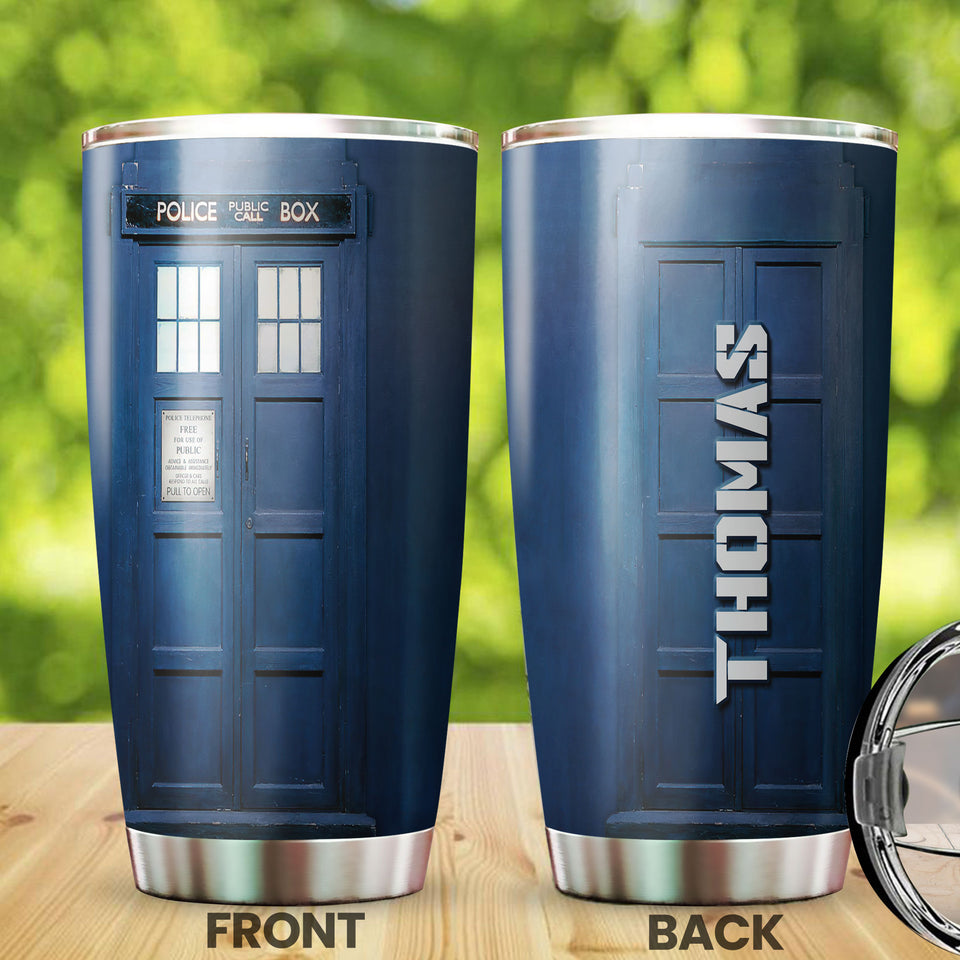 Personalized American Police Public Call Box Vintage Blue - General Tumbler view #7