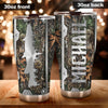 Camellia Personalized Fishing Hunting Metal Style Stainless Steel Tumbler - Double-Walled Insulation Travel Thermal Cup With Lid Gift For Fisherman Fighing Dad Hunter