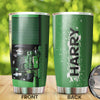 Camellia Personalized Green Tractor Technician Machine Time Farming Stainless Steel Tumbler - Double-Walled Insulation Travel Thermal Cup With Lid Gift For Farm Tractor Lover