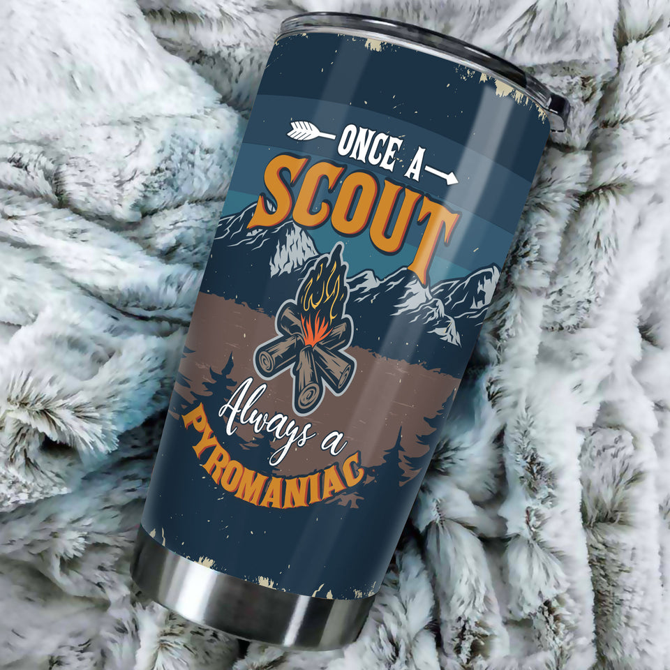 Personalized Once a Scout Always Pyromaniac Campfire Stainless - durable hot & cold beverage tumbler view #3