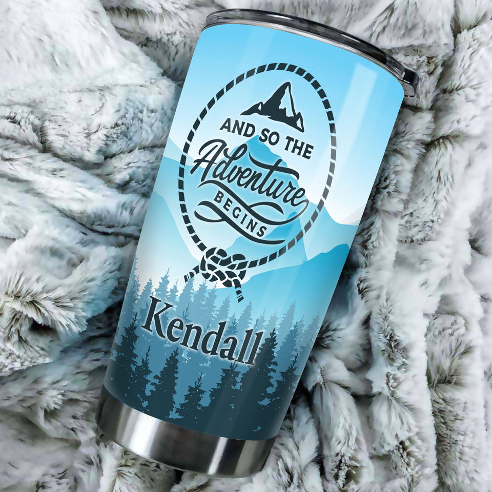Camellia Personalized And So The Adventure Begins Boy Scouts Stainless Steel Tumbler - Double-Walled Insulation Travel Thermal Cup With Lid Gift For Boy Scouts Teenager