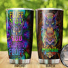Camellia Personalized Hippie Peace Lover Owl Fluffin Graphics Stainless Steel Tumbler - Double-Walled Insulation Travel Thermal Cup With Lid Gift For Hipster