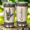 Camellia Personalized Hippie Henna Hand Sign Graphic Rock Stainless Steel Tumbler - Double-Walled Insulation Travel Thermal Cup With Lid Gift For Teenager Birthday