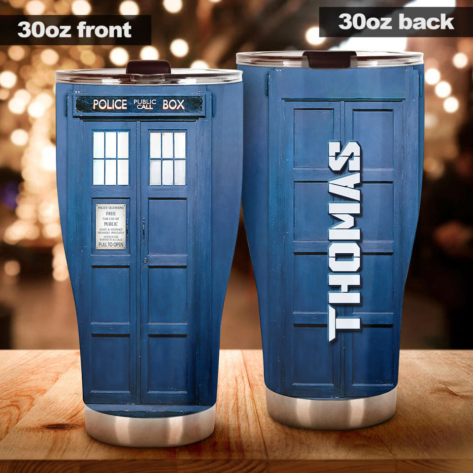 Personalized American Police Public Call Box Vintage Blue - General Tumbler view #4