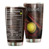 Camellia Personalized Softball Player Nutrition Facts Stainless Steel Tumbler - Double-Walled Insulation Sporty Thermal Cup With Lid Gift For Sport Lover