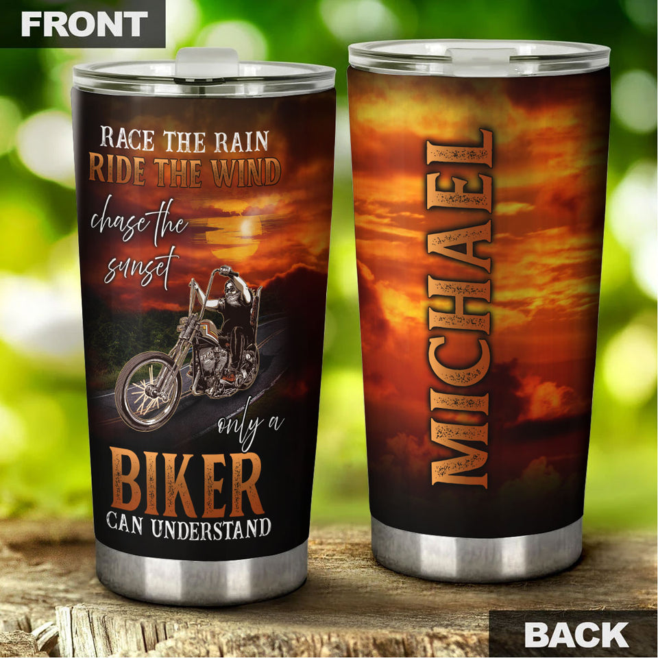 Camellia Personalized Race Rain Ride Wind Biker Can Understand Motorcycling Stainless Steel Tumbler - Double-Walled Insulation Thermal Cup With Lid Gift For Biker Men