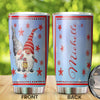 Camellia Personalized Snow Gnomes Wearing Santa Hat Merry Christmas Stainless Steel Tumbler - Double-Walled Insulation Thermal Cup With Lid Gift For Xmas Holiday Season