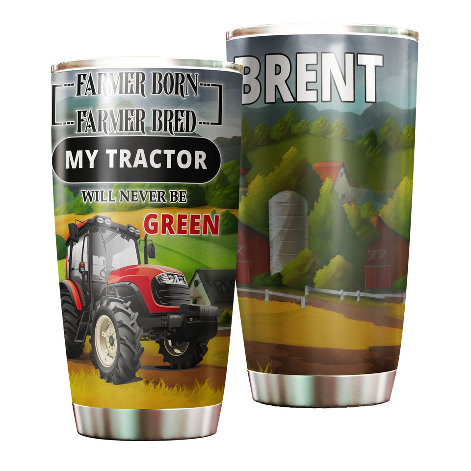 Camellia Personalized Tractor Farmer Tractor Never Be Green Farming Stainless Steel Tumbler - Double-Walled Insulation Travel Thermal Cup With Lid Gift For Tractor Lover